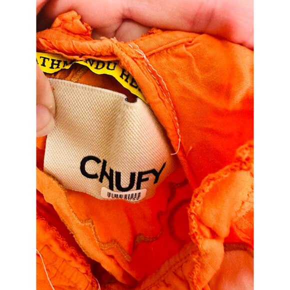 CHUFY Orange White Design Cupro Blend 3/4 Sleeves Lucia Maxi Dress Size Medium - Picture 8 of 16